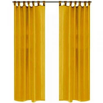 vidaXL 2X Cortinas Gasa/Tul Cenefa Decoración Hogar Ventanas Casa Separador Termicas Seguridad Protección Privacidad Salón Amarilla
