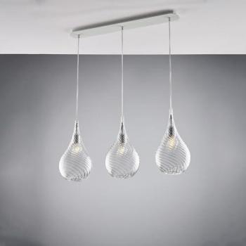 Lámpara de Techo Moderna Pluvia con 3 Luces E27 y Cristales de Vidrio Transparente