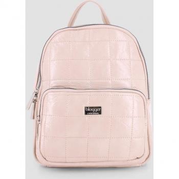 Mochila de mujer rosa en polipiel con acabado en brillo y correas ajustables