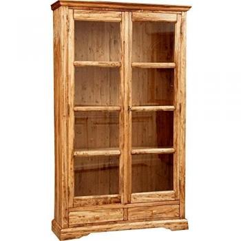 Vitrina Country de Madera Maciza de Tilo con Acabado Natural 109x36x180 cm Made in Italy