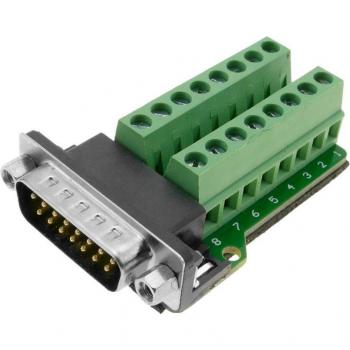 Bematik Adaptador DB15 a Bloque de Terminales 16-Pin - Adaptador de conexión DB15 macho a bloque de terminales de 16-pin