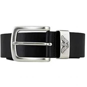 Armani Men's Tumbled Leather Belt 36 Inch Black