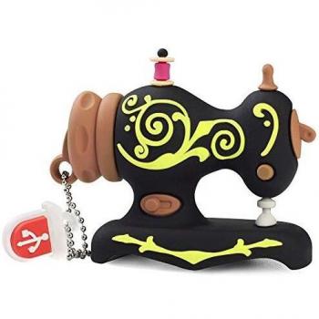 LEIZHAN Memoria USB 16GB Máquina de Coser Negra,Pendrive USB 2.0 Flash Drive Impermeable Silicona Regalo para Niños,Estudiantes