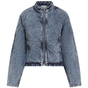 Alaia Women's Round Denim Jacket in Clear Blue | Size 38 | AA9V03826T535