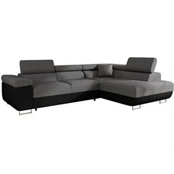 Sofá rinconero Comfivo S100, Función de descanso, Caja de ropa de cama, 274x203x70cm, Soft 011 + Lux 06