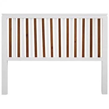 Cabecero Daimiel Vertical de Madera Maciza de Pino para Cama de 150, Acabado Blanco-Nogal, Artesanal y Fabricado en España
