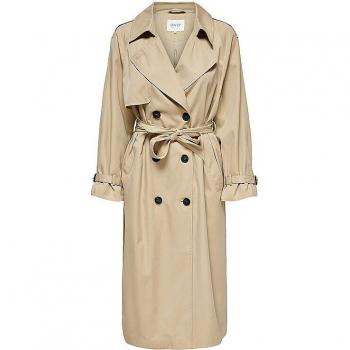 ONLY Chloe Double Breasted Longline Trench Coat - Beige - XS