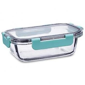 Recipiente Hermético de Vidrio QUID PURITY 63CL con Tapa Transparente, 4 Cierres Herméticos, Diseño Extra Plano, Borde Antirroturas, Tapa Bicolor Reciclable, Ecol
