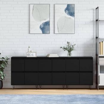 Aparadores de madera contrachapada negra de múltiples capas, set de 3 piezas