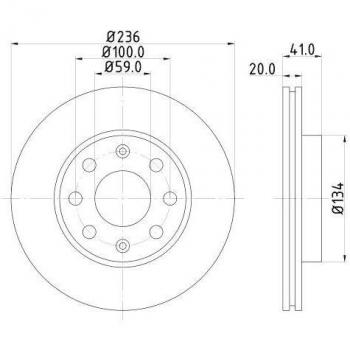Disco de freno ventilado HELLA 8DD 355 111-341 para Chevrolet Spark, Aveo y Kalos (3/5 puertas)