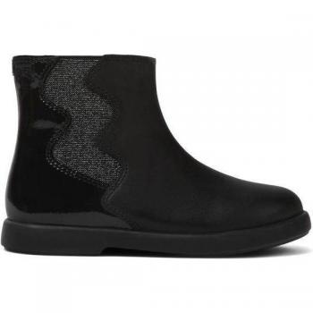 Camper K900301-001 Duet - Botas de niña en piel color negro con elástico lateral