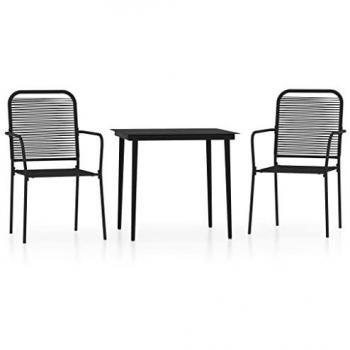 vidaXL 3 Piece Garden Dining Set Black