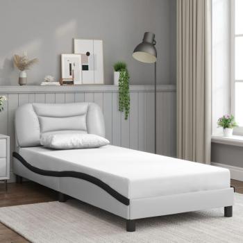 Cabecero de Cama en Cuero Sintético Blanco y Negro 90x200 cm