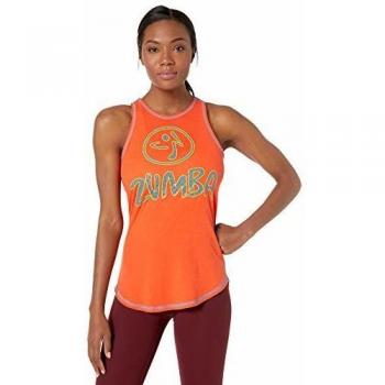 Zumba Fitness Women's High Neck Workout Fashion Design Tank Top, Mujer, CHA-CHA Cherry, L
