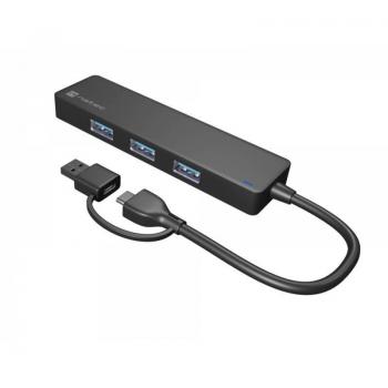 Hub USB 3.0 Tipo A/M-4x Tipo A/H, Negro, 15cm