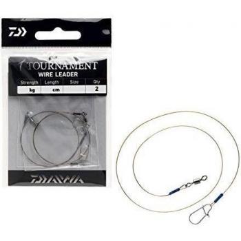 Daiwa Tournament Wire Leader 20 cm, color green sleeve, talla 12 Kg - Red Sleeve