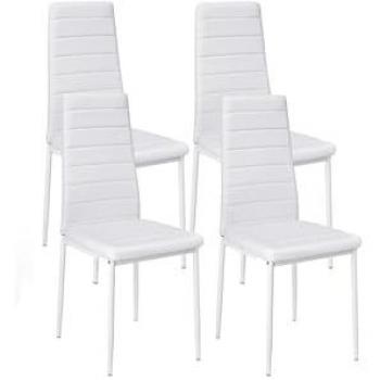 Silla de Comedor en Polipiel y Metal Blanco - Pack de 4 Unidades