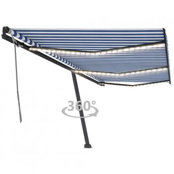 Toldo manual retráctil Día y Noche con luz LED azul y blanco 600x350 cm