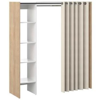 Armario Extensible TemaHome Tom con Cortina y Múltiples Compartimentos, Altura 181 cm