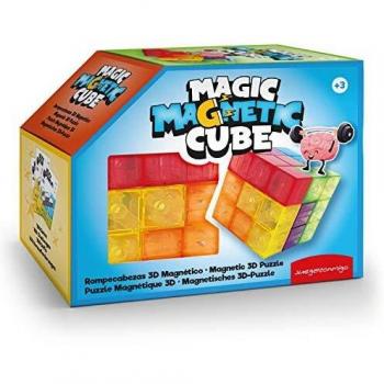 Magic Magnetic Cube, un Juego de, concentración y agudeza Mental, una diversión para Amantes de retos. Contiene 7 Piezas 3D magnéticas Transparente y Tarjetas con 108 retos a Construir.