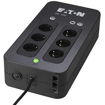 Eaton 3S UPS 700VA - 3S700DIN - Sistema de alimentación ininterrumpida SAI - 6 salidas tipo DIN - Off-Line - negro