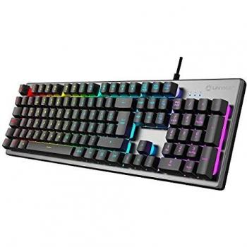 UNYKAch Teclado Gaming Nova K244 con 105 Teclas QWERTY, Cable USB, Retroiluminación LED RGB Efecto Arco Iris, Ergonómico