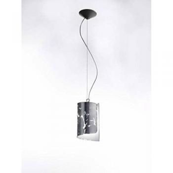 Lámpara colgante Selène Papiro con pantalla de cristal Ø 15 cm, plata
