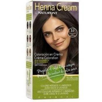 Naturtint Henna Cream Hair Color 3.0 Dark Chestnut Semi-Permanent Dye with 90% Natural Ingredients, Ammonia-Free, Lasts Up to 12 Washes, 110ml