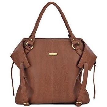 Timi y Leslie TL-211-02 CN Charlie II bolsa de pañales, color canela, mirada de cuero con el contenido