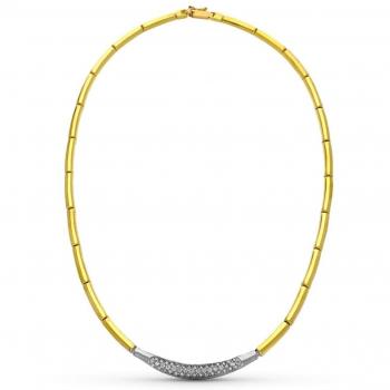 Gargantilla Oro Bicolor Mujer Eslabones Tubos Circonitas 18k Detalle Forma Central Unode50 Energía COL1400MCLMTL0U 35 cm Piezas Metal