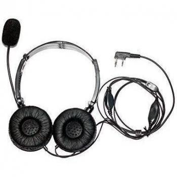 Auricular binaural con un micrófono dinámico con botón PTT / VOX en línea, de 2 polos para KENWOOD Walkie-Talkie Radio TK3160, TK3201, TK3202, TK3206, TK3207 etc