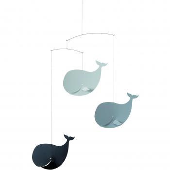 Flensted Mobiles Happy Whales Greyscale - Móvil