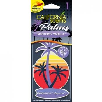 Ambientador para Coche California Scents Monterey Vanilla - Aroma a Vainilla, Palmera de Papel, Unidad Individual