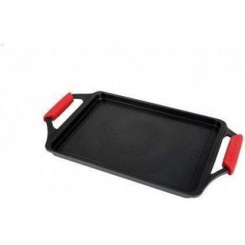 WECOOK! Ecostone Plancha Asadora de Inducción 43 X 25cm, Aluminio Fundido Antiadherente Ecológico sin PFOA, Espesor de 5mm con Asas de Silicona, Apta para Vitrocerámica, Gas y Horno