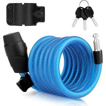 Candado de Bicicleta,180cm Bloqueo de la Bicicleta,Candado Ligero de Cable en Espiral Bicicleta,para Bicicleta al Aire Libre Ciclismo Scooter Rejas y Otros Artículos Que se Deben Asegurar,1.8M