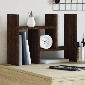 Organizador de escritorio multicapa de madera de roble marrón 34,5x15,5x35,5 cm