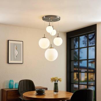 Lámpara colgante Lindby Heleska moderna de 5 luces en gris, hecha de metal, adecuada para salón y comedor, con casquillos E27