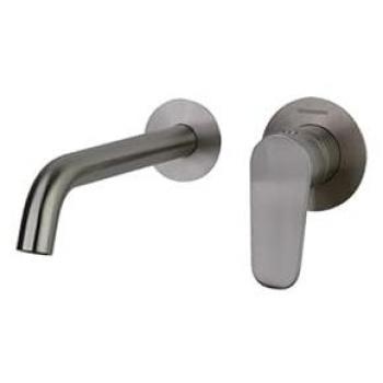 Grifo de Lavabo Monomando Empotrado Níquel Cepillado Alexia con 2 Florones y Sistema S2 de Ahorro de Agua