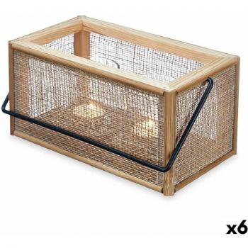 Bandeja Portavelas Marrón de Metal y Madera MDF 25 x 23 x 14 cm (6 Unidades)