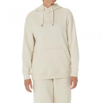 Sudadera con capucha ASICS Logo Oth beige mujer, material de algodón, diseño con logo en el frontal, incluye bolsillos, talla M