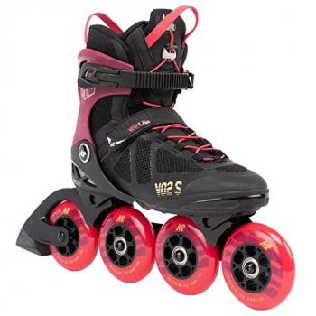 Patines en línea K2 Skates VO2 S 90 PRO rojo rosa mujer - Talla 40, con ruedas de 90 mm, sistema de cierre micrométrico, bota rígida para soporte y comodidad, diseño aerodin