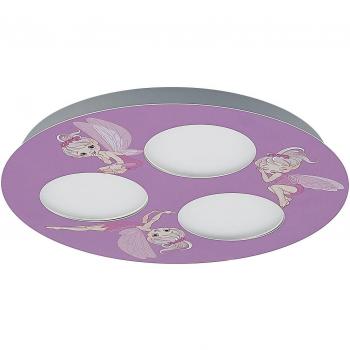 Lámpara de techo Lindby Kaydee moderna en morado, hecha de metal, diseñada para el cuarto de los niños, con 3 lámparas GX53