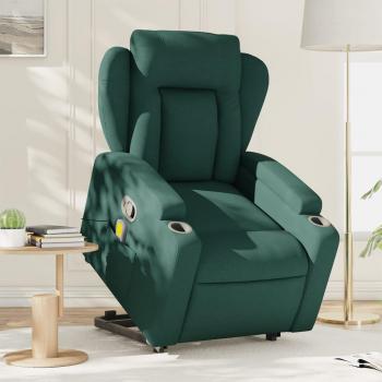 Silla de masaje reclinable de tela verde oscura