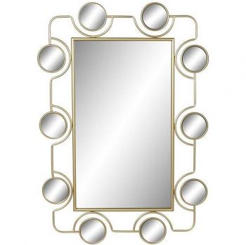 Espejo de pared con marco dorado de metal y PVC