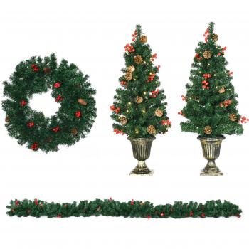 HOMCOM Conjunto de Árbol de Navidad de Entrada 4 Piezas