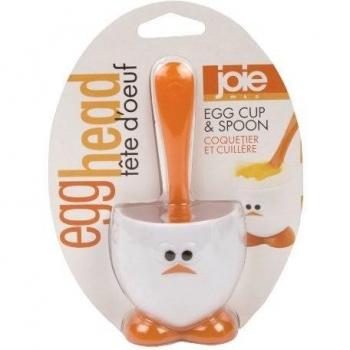 Joie Eggy Huevera con Cuchara, Blanco y Naranja, 10 cm