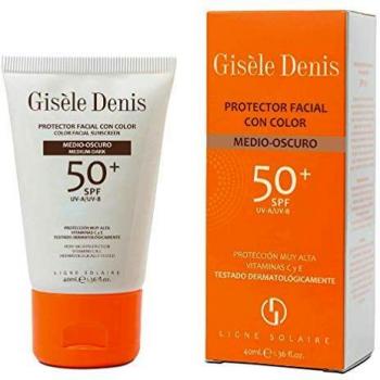 Gisèle Denis - Protector Facial con Color FPS50+, Crema, Cuidado Facial y Solar, Tono Medio-Oscuro, 40 ml