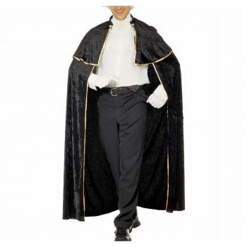 Capa Veneciana de Terciopelo Negra con Jabot, Talla Única - Elegante y Festiva