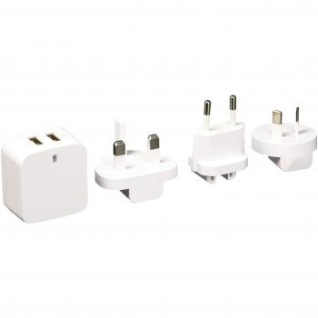 StarTech.com USB2PACWH - Cargador USB de Pared con 2 Puertos para Tablets/Smartphones, 110 V/220 V, Color Blanco