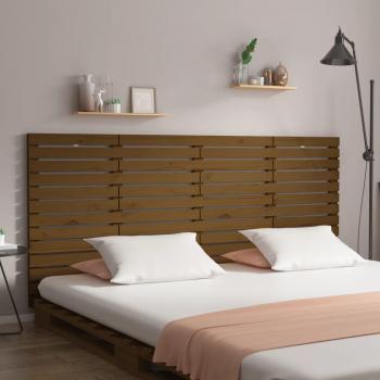Cabecero de pared madera maciza de pino color marrón miel 156x3x91,5 cm